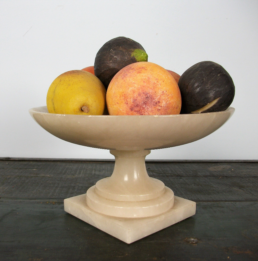 Italian alabaster stemmed bowl with fruits